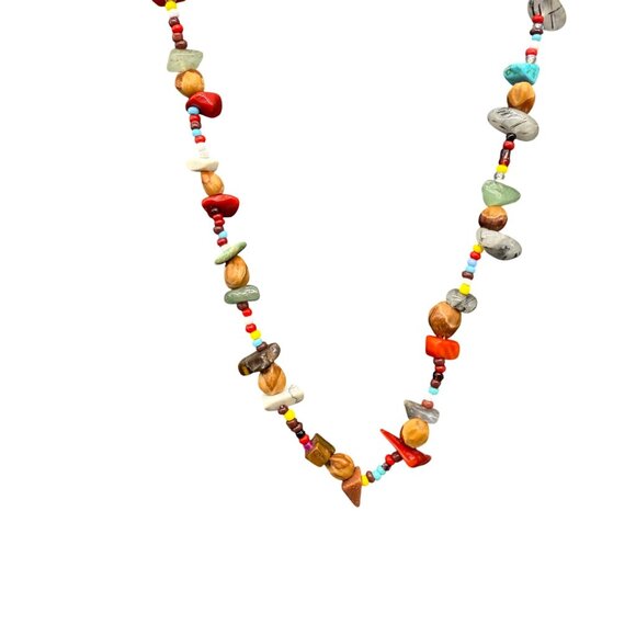Semi-Precious Gemstones Multicolor Beaded Necklace - Picture 3 of 7